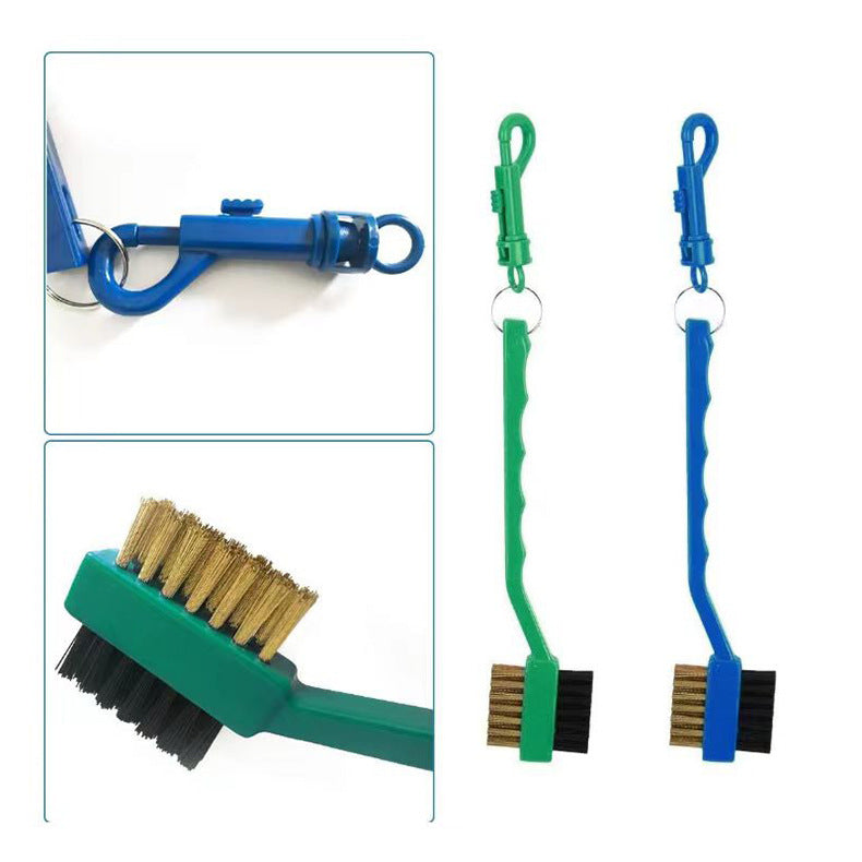 Double Sided Golf Club Cleaning Brush | Brass & Nylon Bristle for Grooves & Grips