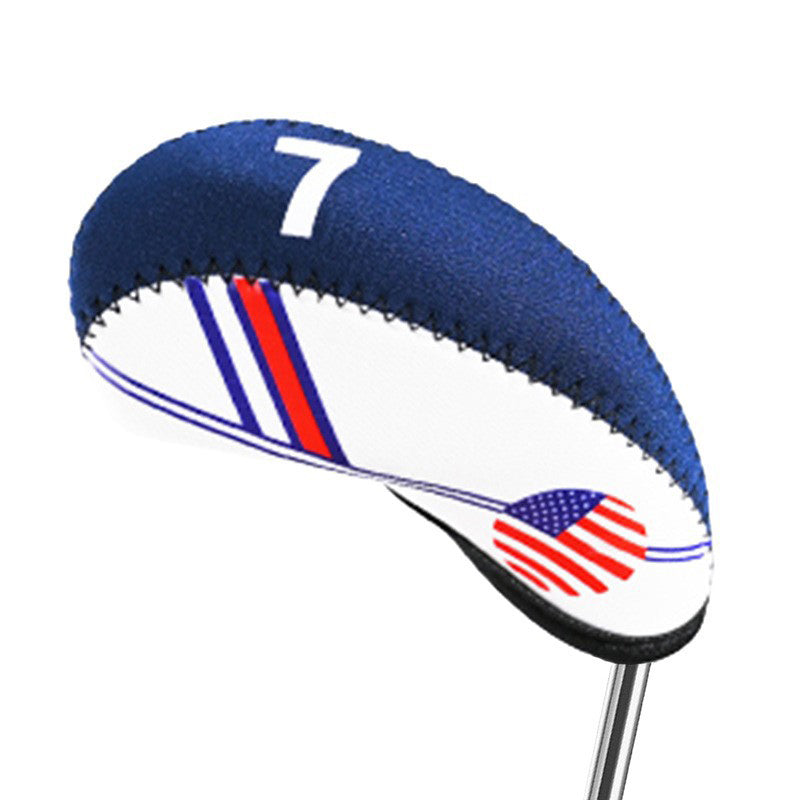 USA Flag Iron Head Covers Set of 10 | Patriotic Neoprene Protective Covers for Golf Irons (4-9, PW, SW)