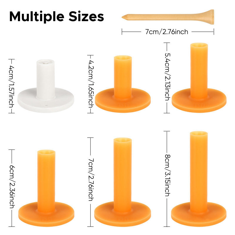 Set of orange and white Golf Rubber Tee with measurements