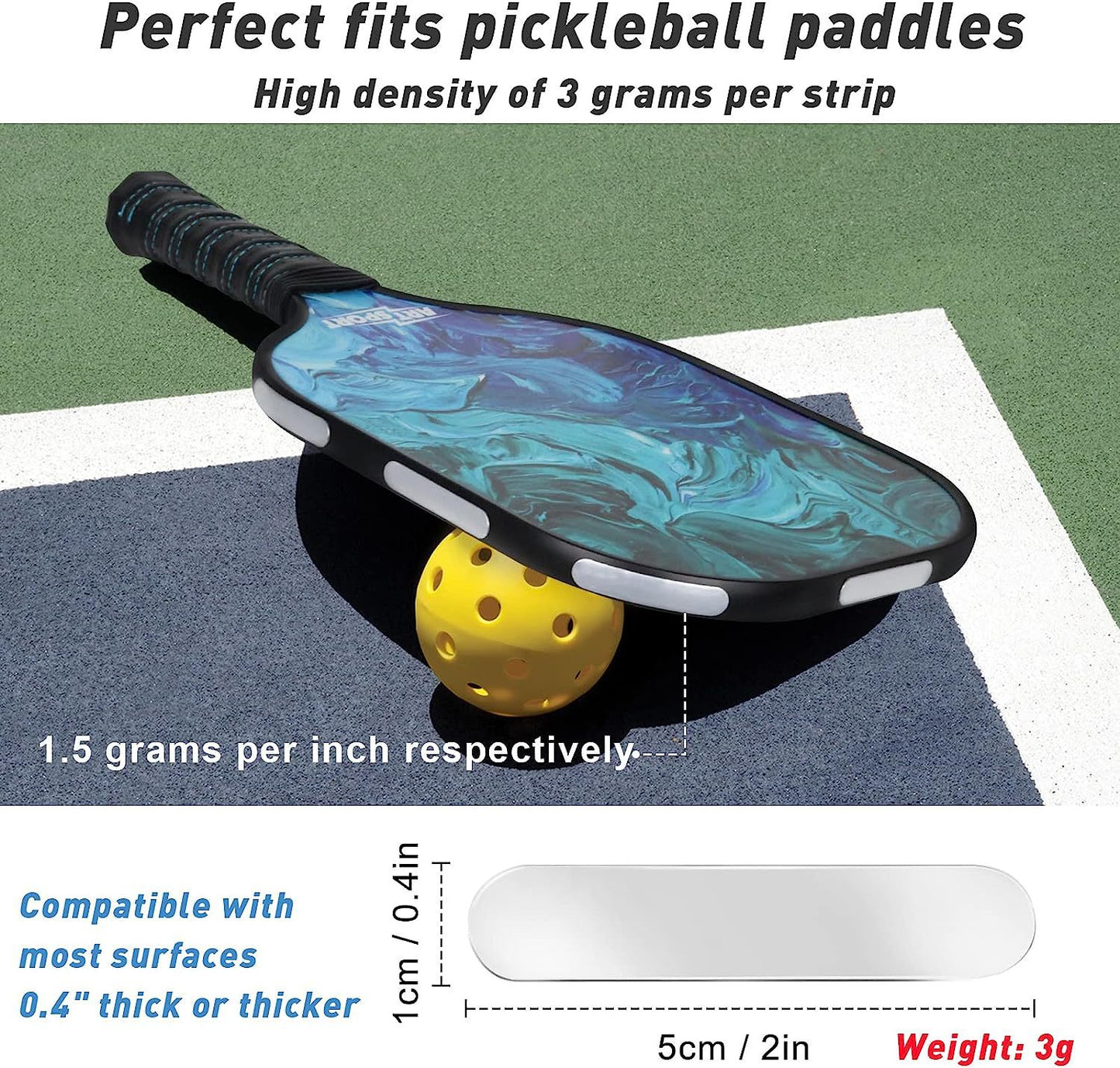 Pickleball paddle with lead tape