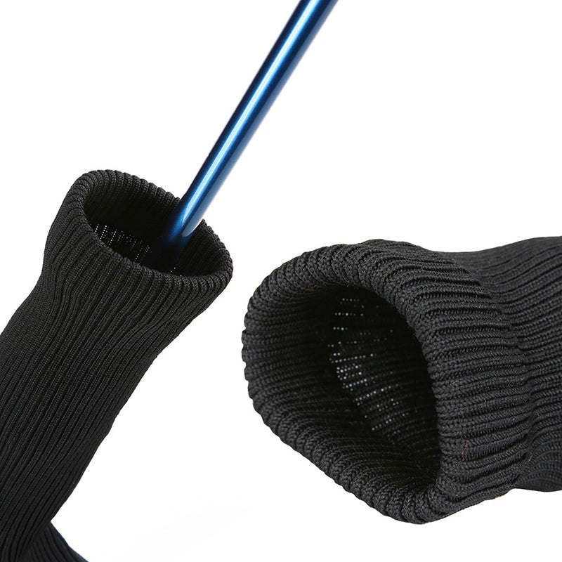 Black golf club head cover with close-up insets