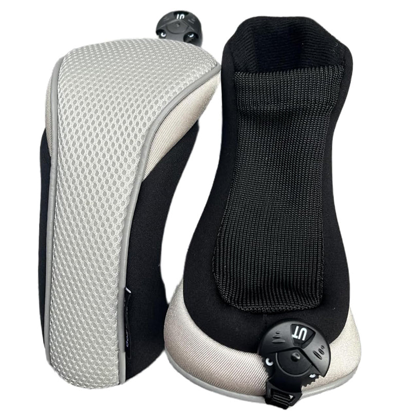 Mesh Hybrid Golf Head Cover w/Rotatable ID Tag | Fits #2-6 Utility Clubs | Grey Rescue Cover for Men