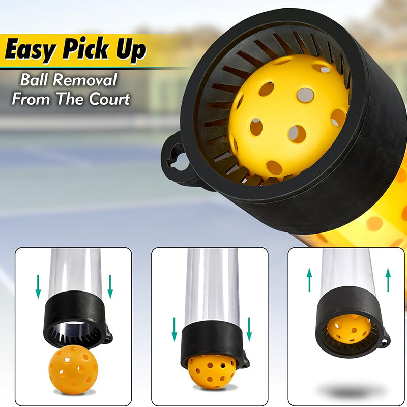 Pickleball Ball Retriever Tube | No-Bend Ball Picker Upper & Hopper with Shoulder Strap