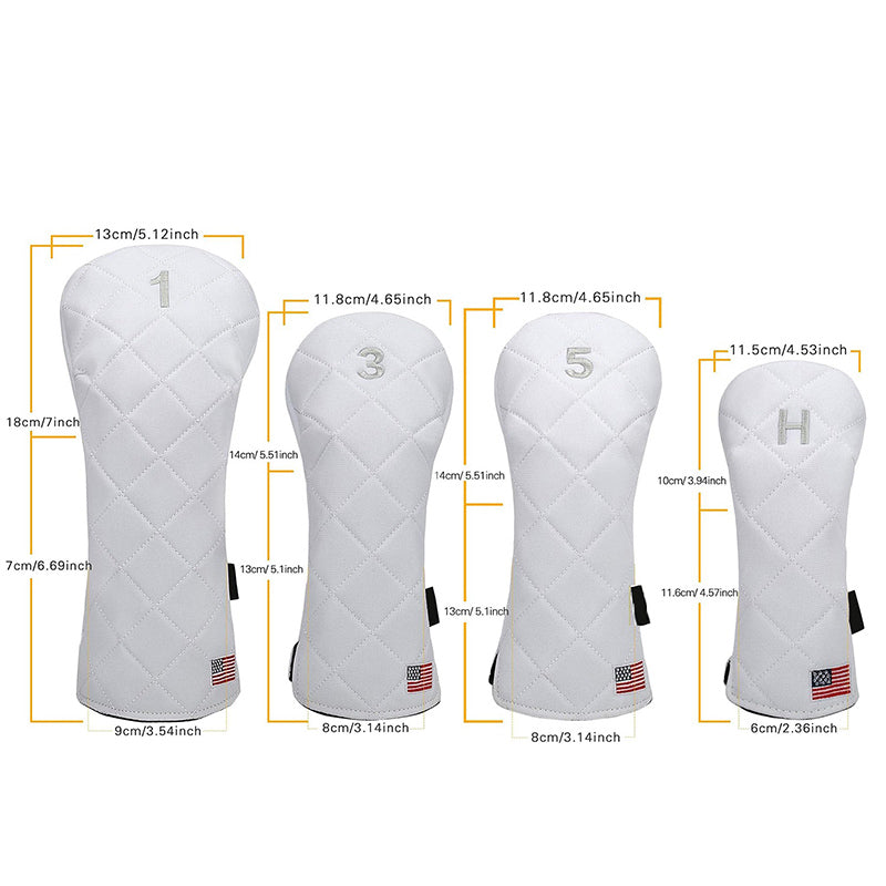 USA Patriot Golf Head Covers - Multi-Club (Driver/Fairway/Hybrid) Unisex USA Flag Design (Black/White)