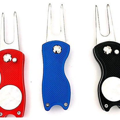 3-in-1 Golf Divot Repair Tool | Foldable Metal Design & Magnetic Marker