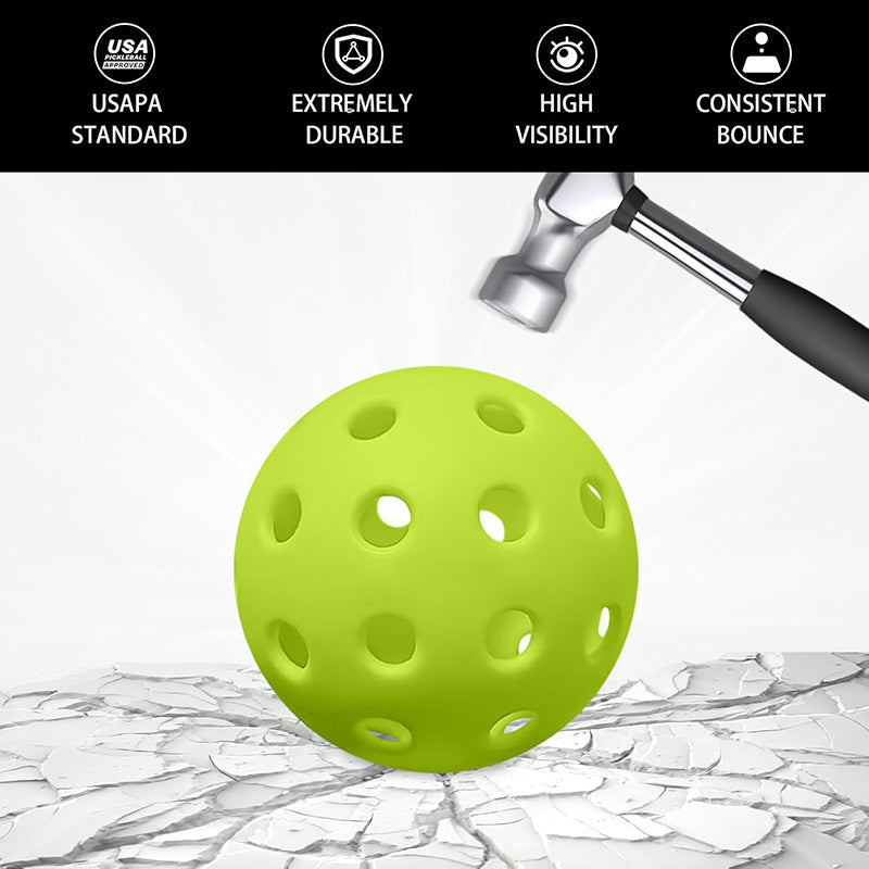 Built to Official USAPA Standard - 40-Hole Precision Outdoor Pickleball Balls
