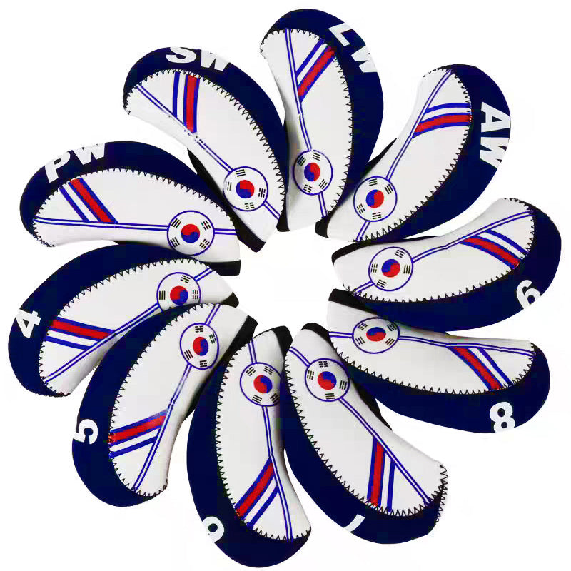 USA Flag Iron Head Covers Set of 10 | Patriotic Neoprene Protective Covers for Golf Irons (4-9, PW, SW)