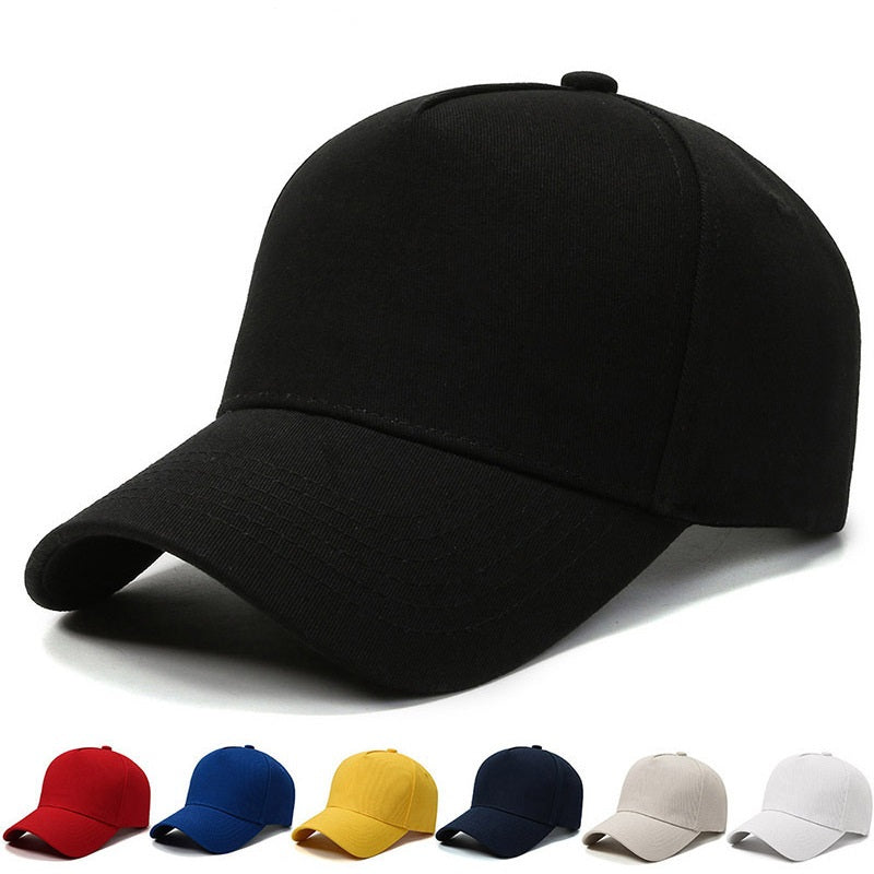 Black baseball cap with six color options displayed below
