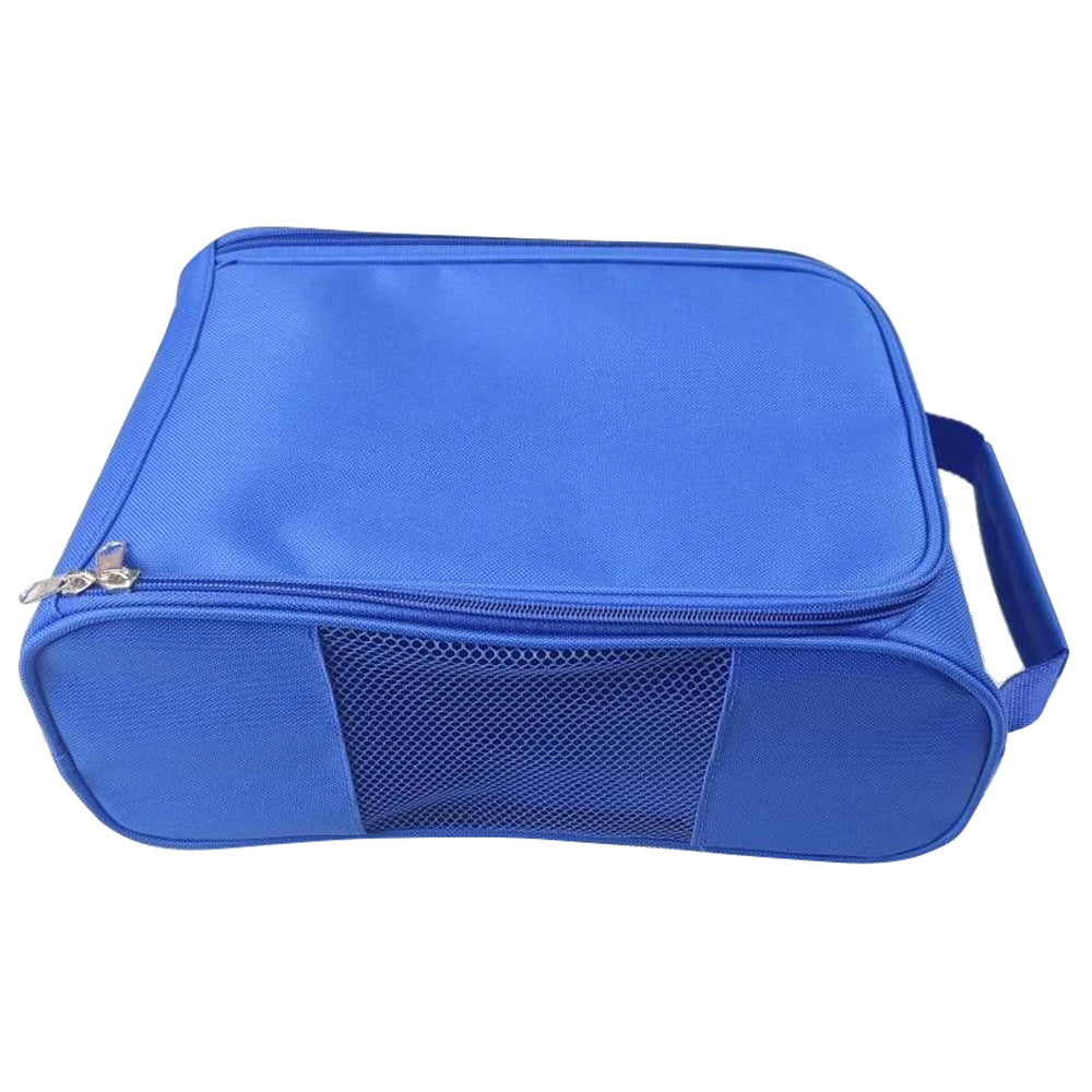 Blue shoe bag with a mesh pocket 
