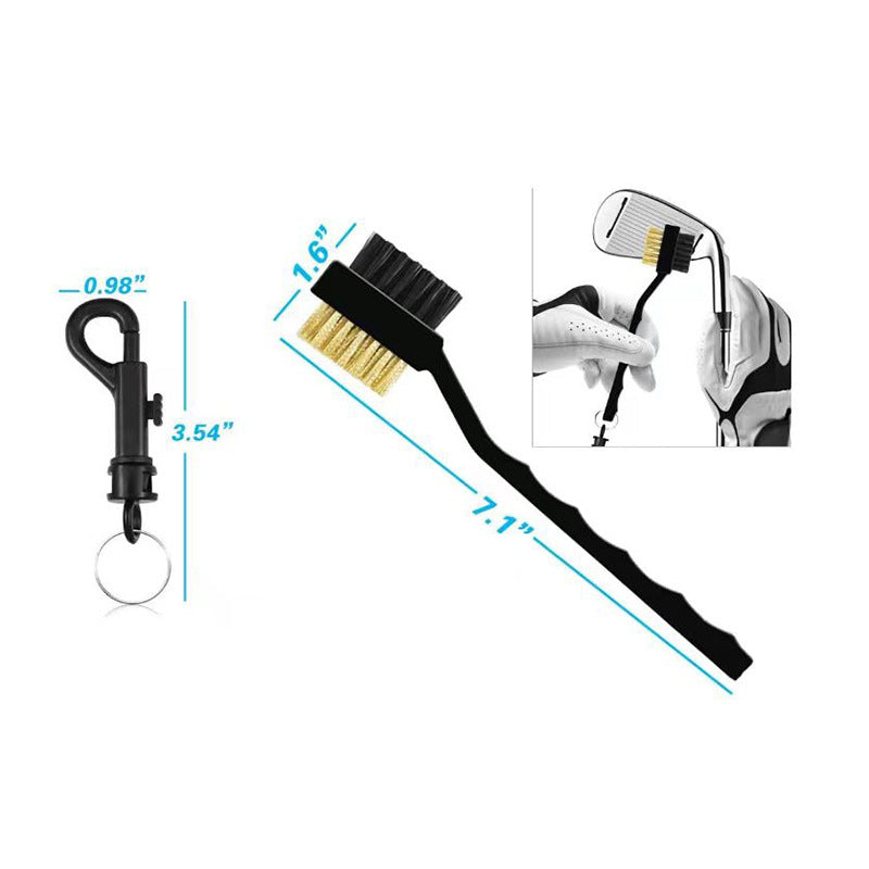 Golf club cleaning brush with with dimensions labeled 