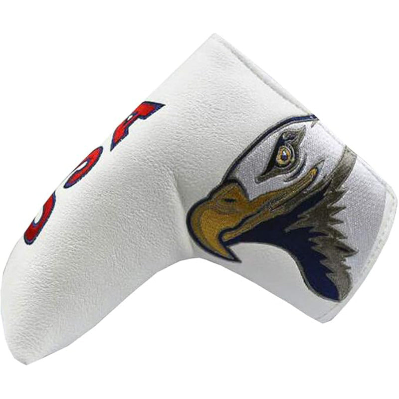 White golf club head cover with eagle design 