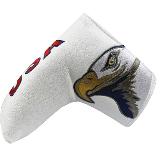 White golf club head cover with eagle design 