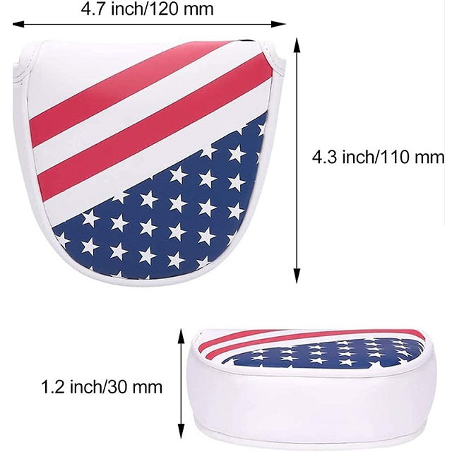 Golf club head cover with American flag pattern and measurements 