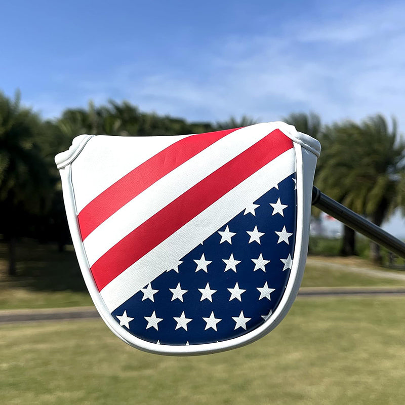 Golf club head cover with American flag design