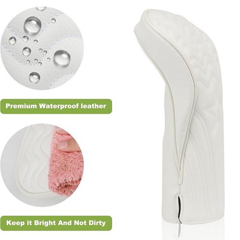 Golf club head covers with waterproof feature and cleaning illustration 