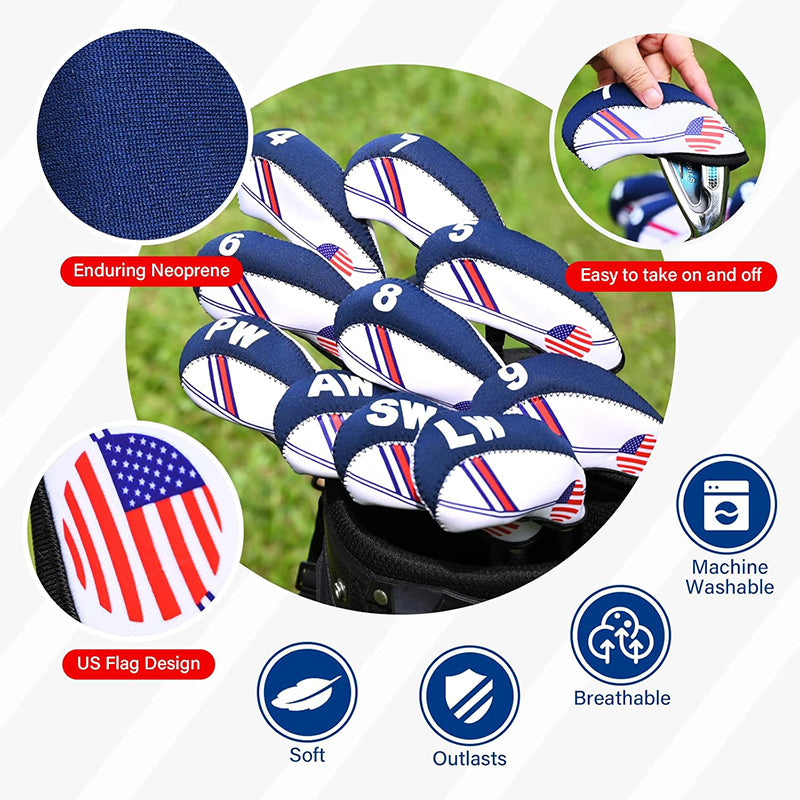 Golf club head covers with US flag design 