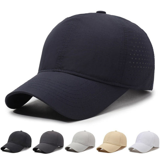 Navy blue baseball cap with perforated design 