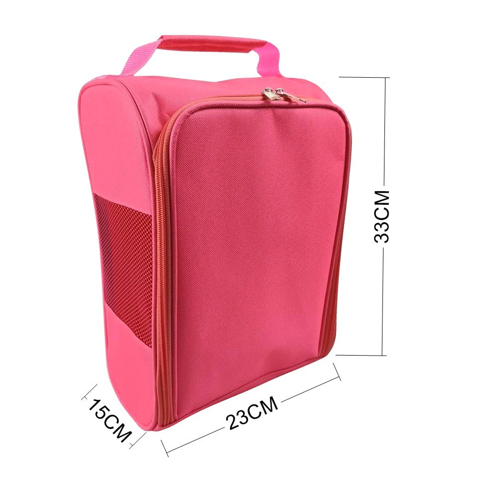 Pink shoe bag with dimensions 