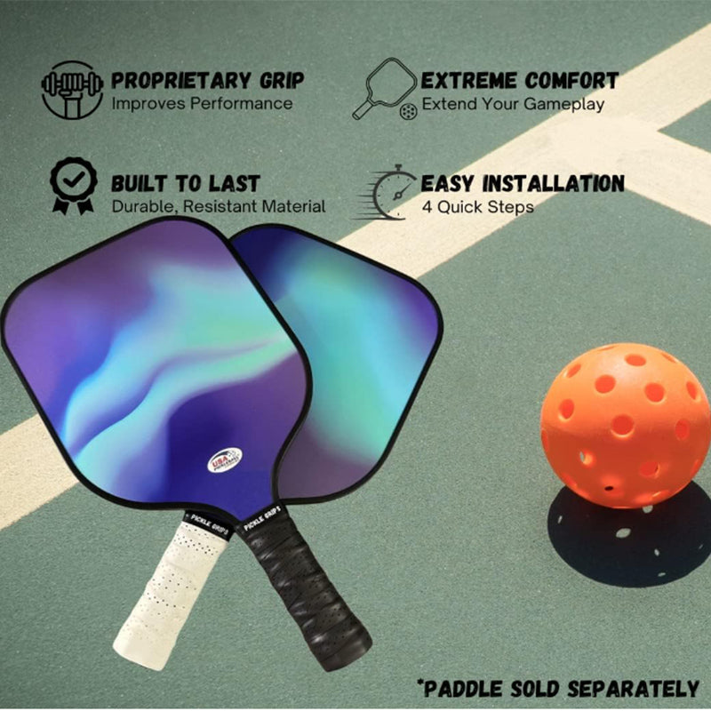 Two pickleball paddles with a ball 