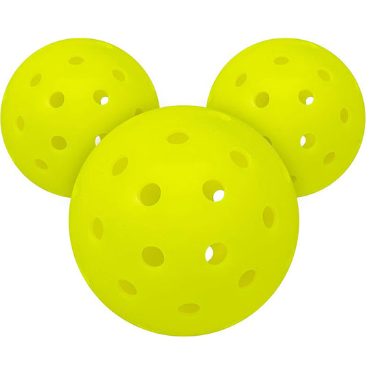 Three yellow pickleball balls