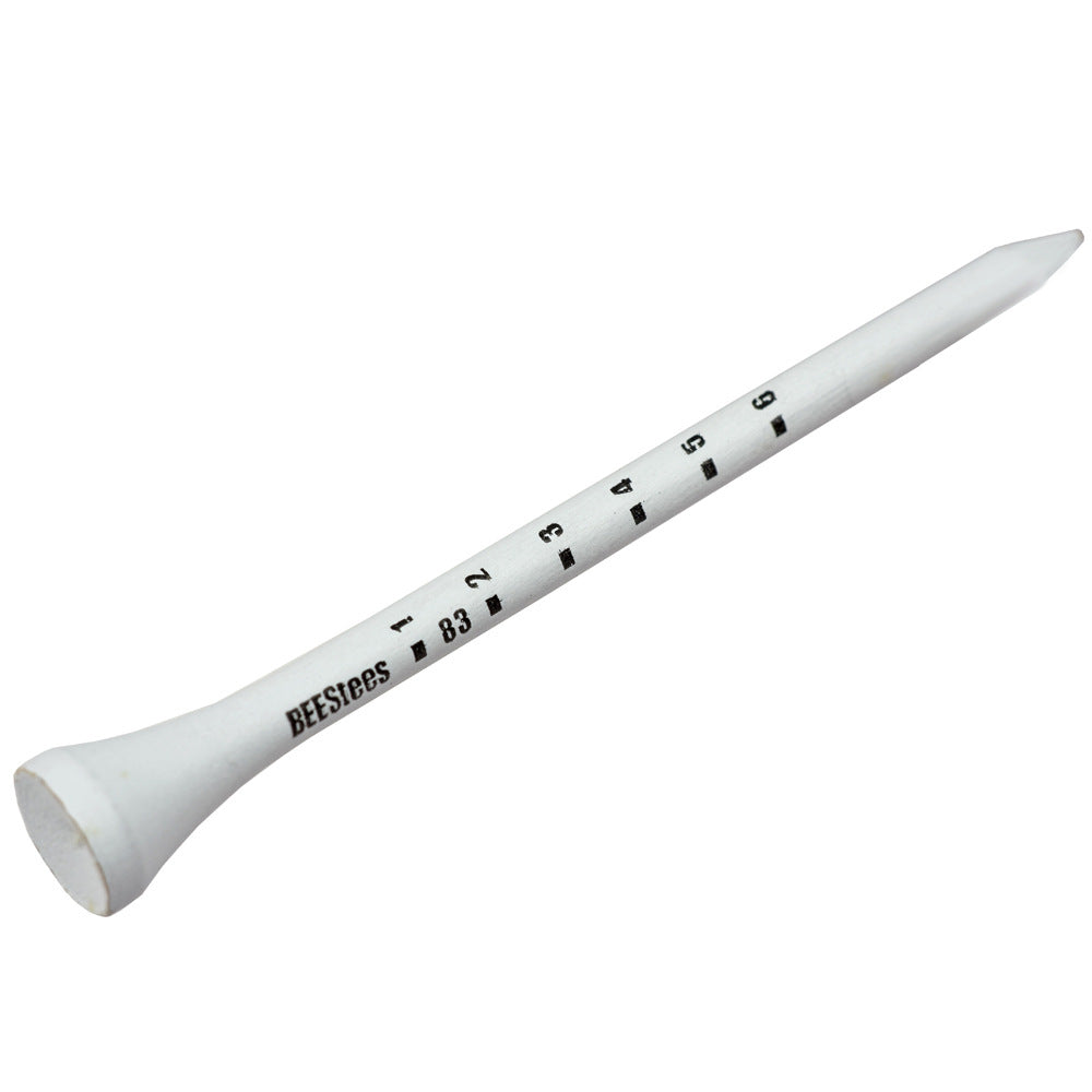 White golf tee with measurement markings 