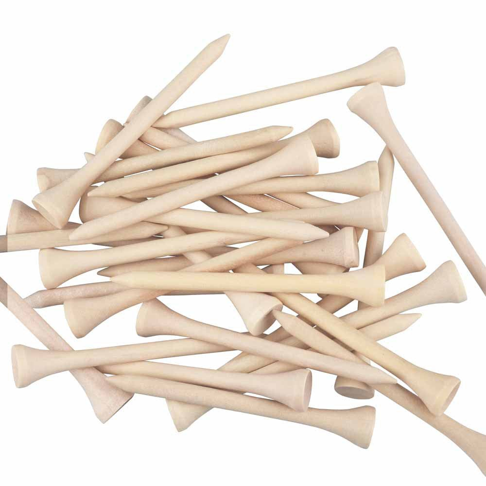 Pile of wooden golf tees 