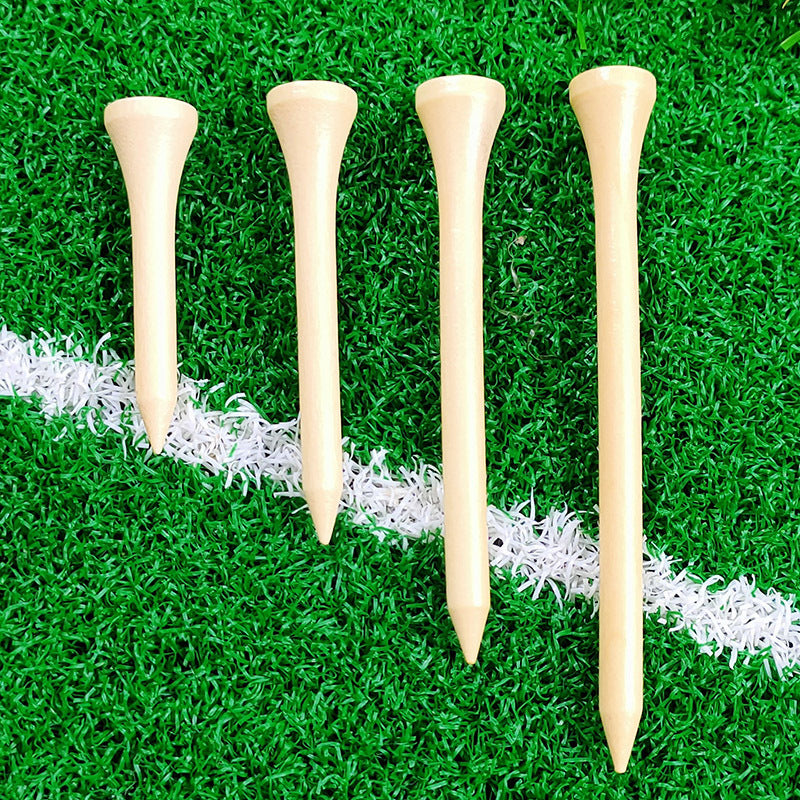 Four wooden golf tees 
